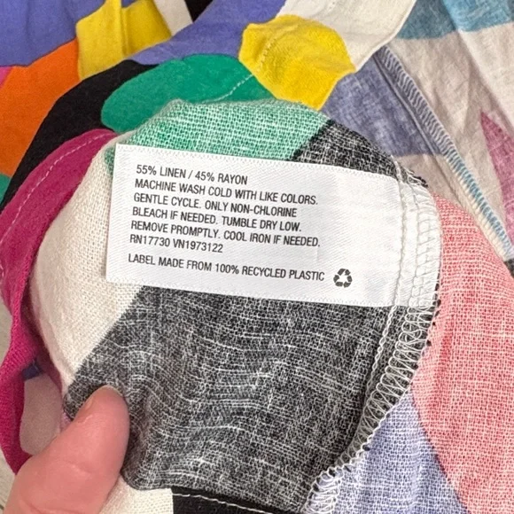 Linen blend Multicolor Print Sundress size L - Picture 5 of 5